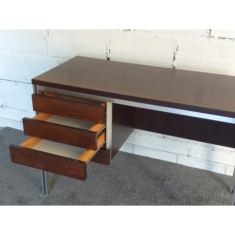 Vintage rosewood and aluminium desk 1970