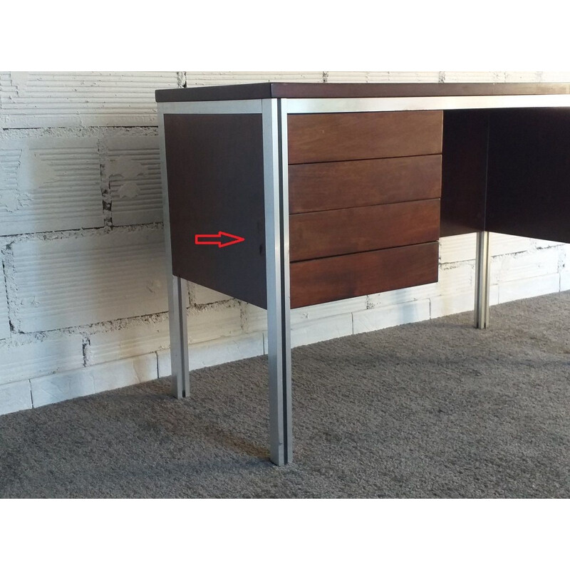 Vintage rosewood and aluminium desk 1970