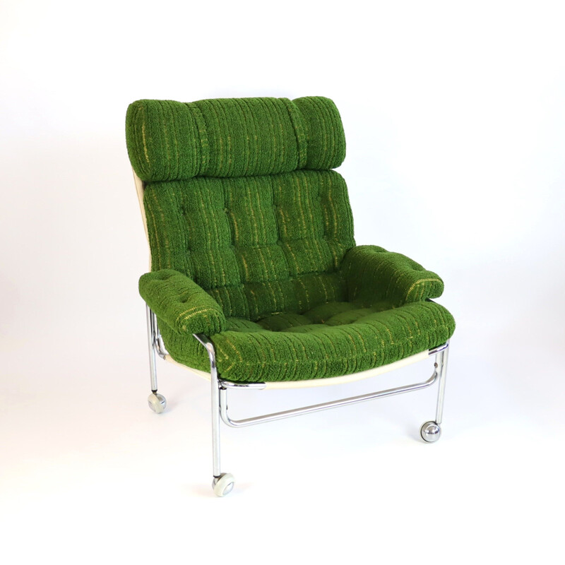 Vintage Scandinavian armchair with wheels 1970