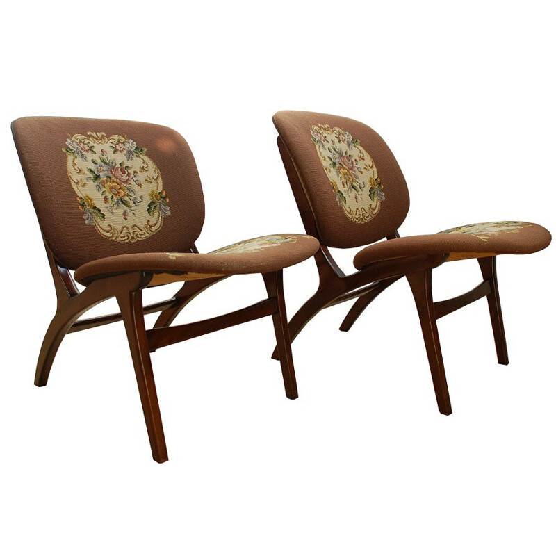 Set of 2 Danish shell chairs - 1960s