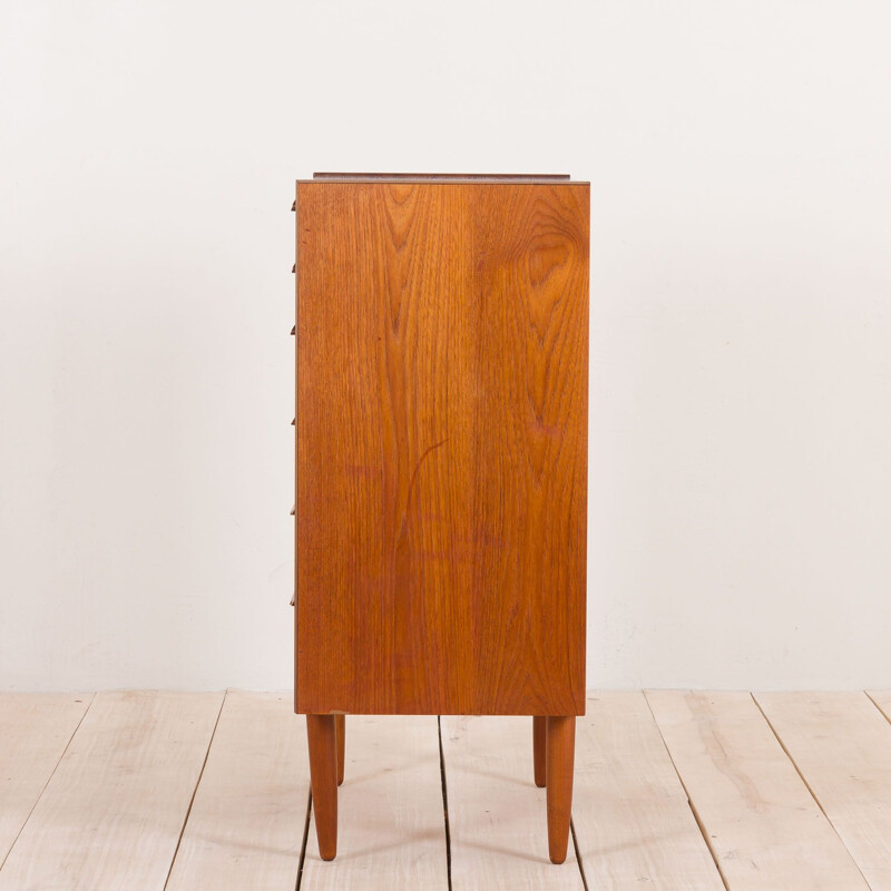 Vintage teak chest of drawers with sculptural handles Danish 1960s 