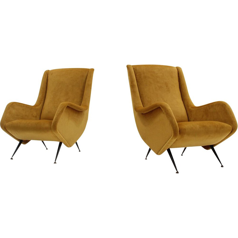 Pair of vintage armchairs ISA Aldo Morbelli 1950s