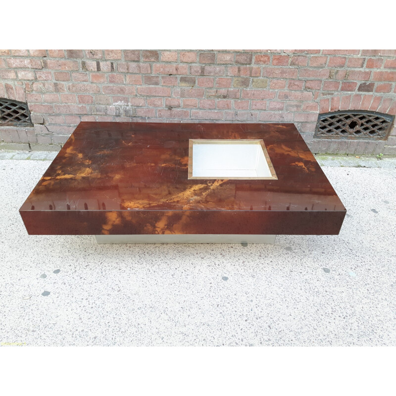 Italian coffee table in formica and brushed aluminum - 1970s