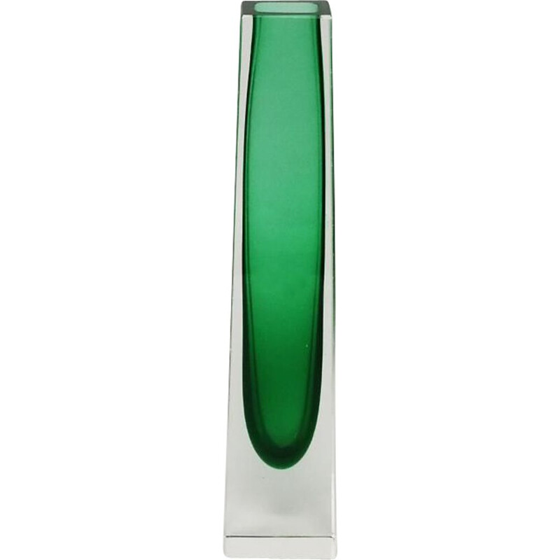 Vase vintage vert par Flavio Poli pour Seguso 1960