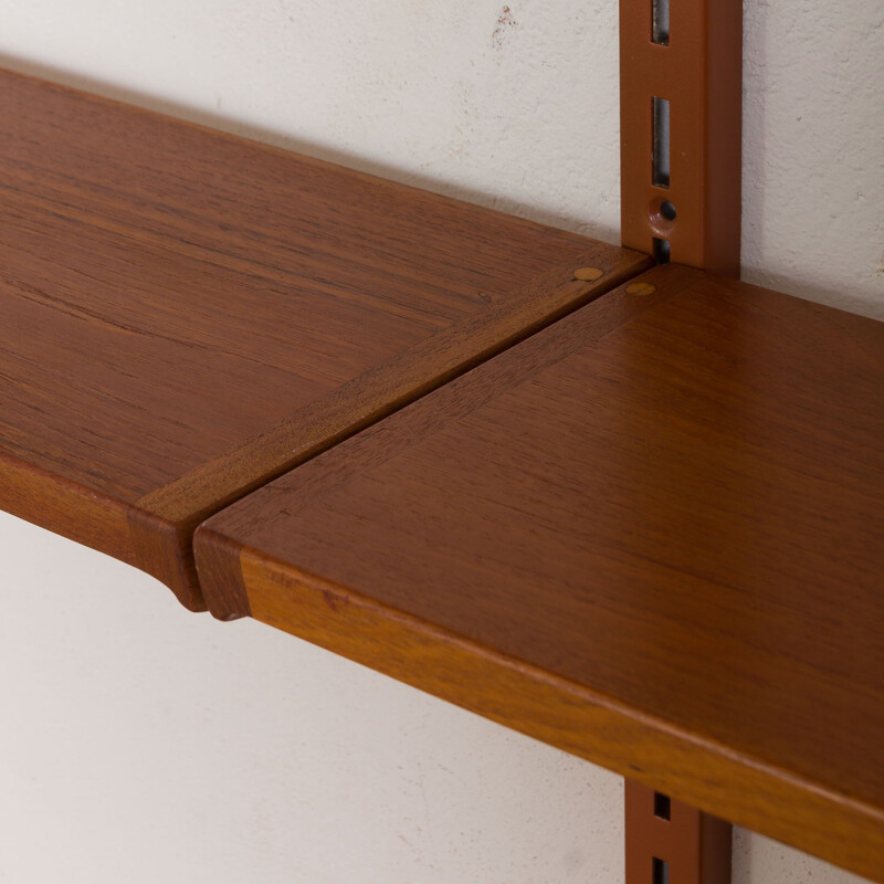 Vintage wall unit with small desk shelf and cabinet in teak Kai Kristiansen FM Mobler, Denmark 1960s