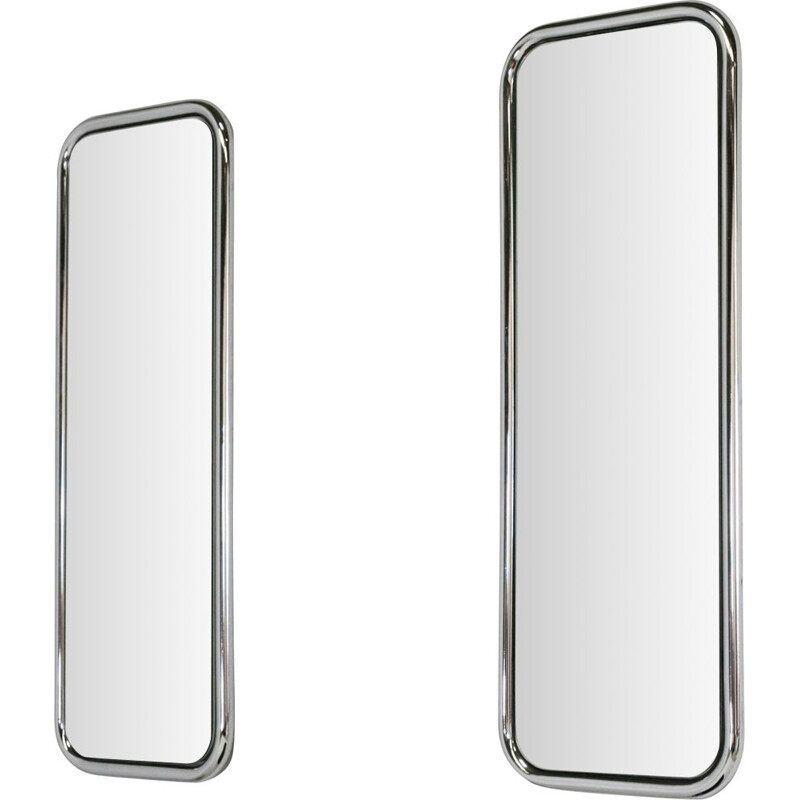 Pair of vintage chromed steel tubular mirrors 1970