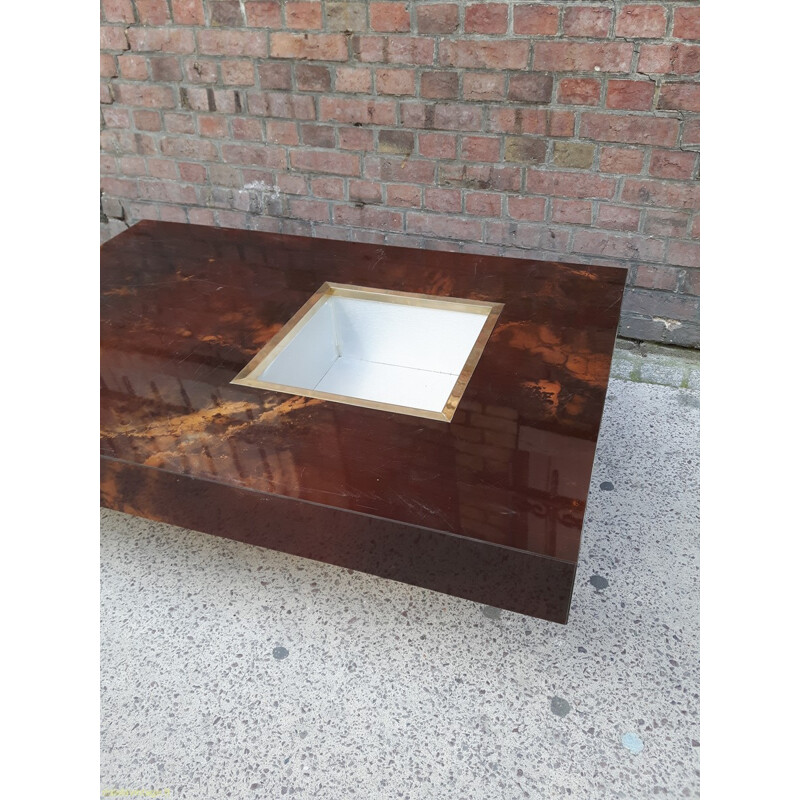 Italian coffee table in formica and brushed aluminum - 1970s
