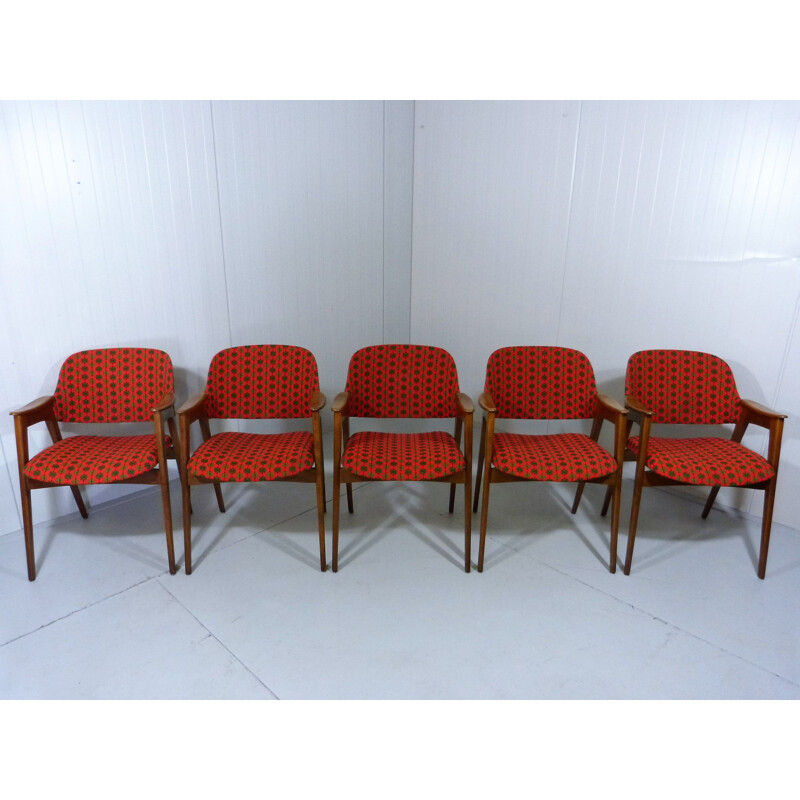 Ensemble de 5 chaises à repas vintage 1960