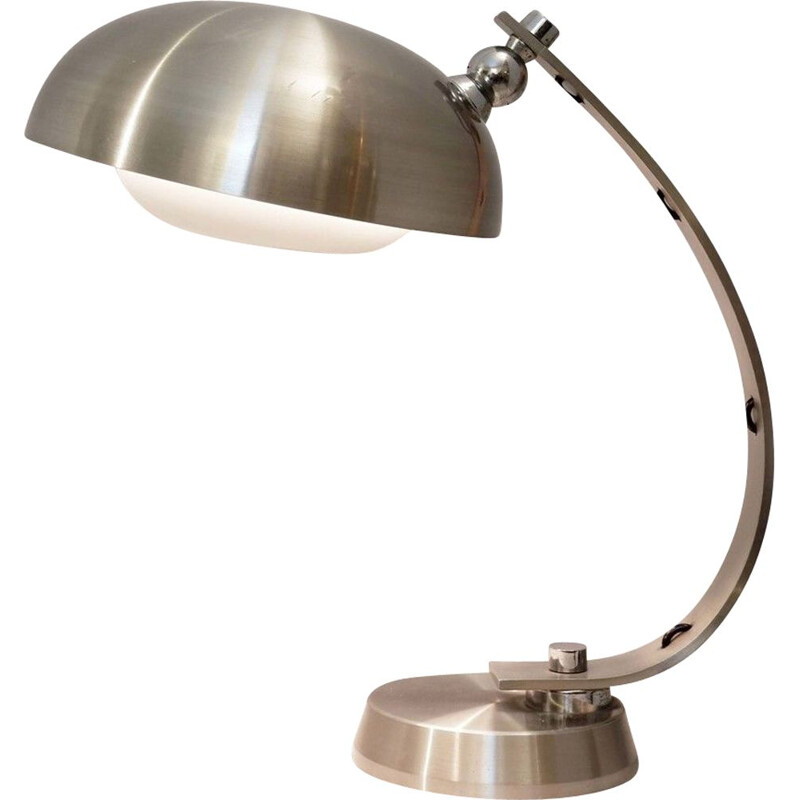 Lampe de bureau vintage arc en chrome brossé