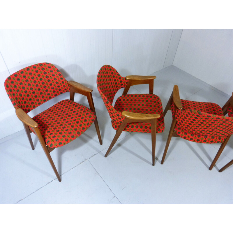 Ensemble de 5 chaises à repas vintage 1960