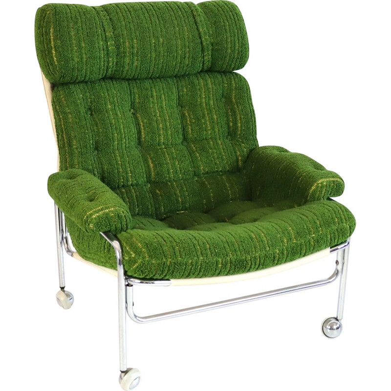 Vintage Scandinavian armchair with wheels 1970