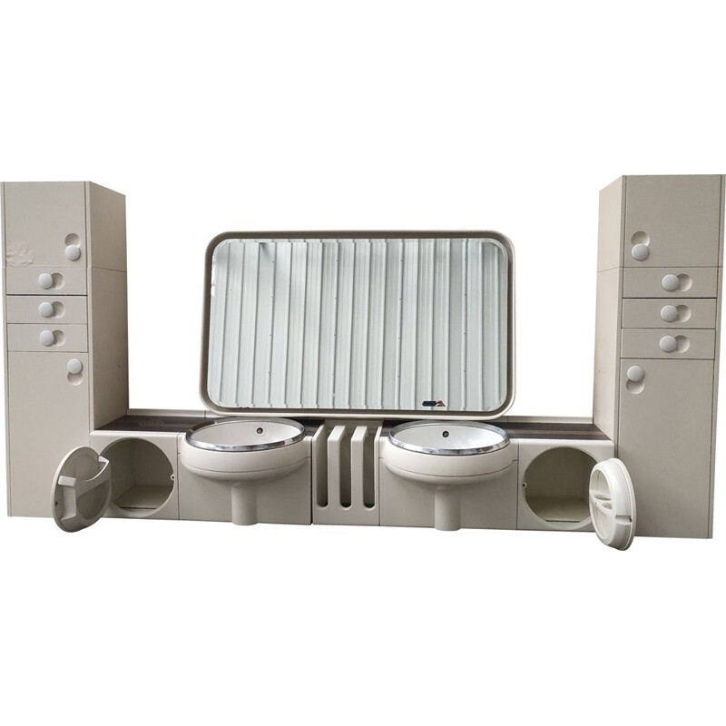 Vintage bathroom furniture with basins and mirror by Crb Arredamenti