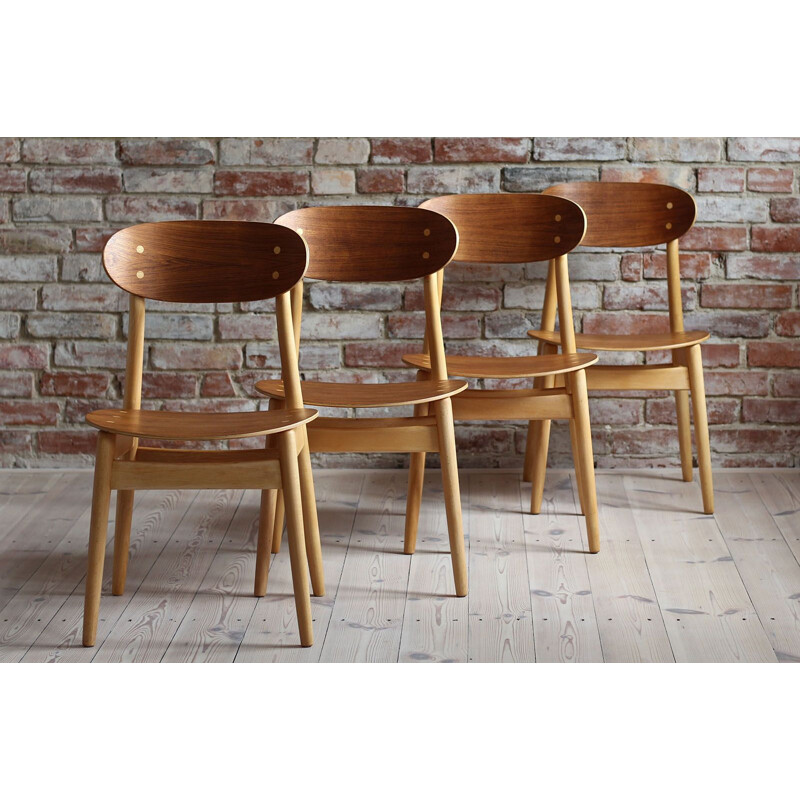 Set of 4 vintage Dining Chairs by Sven Erik Fryklund for Hagafors Stolfabrik, Sweden, 1960s