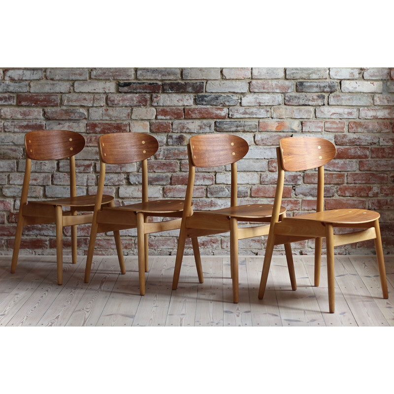 Set of 4 vintage Dining Chairs by Sven Erik Fryklund for Hagafors Stolfabrik, Sweden, 1960s