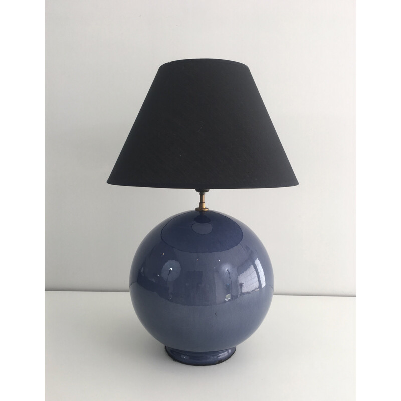 Lampe vintage céramique de couleur bleu, France 1970