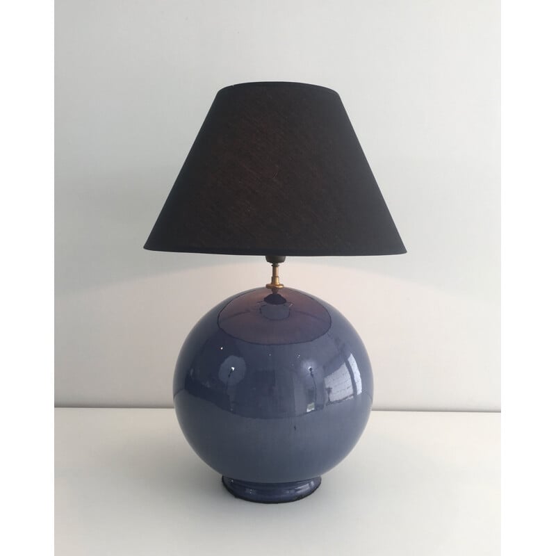 Lámpara de cerámica azul, Francia 1970