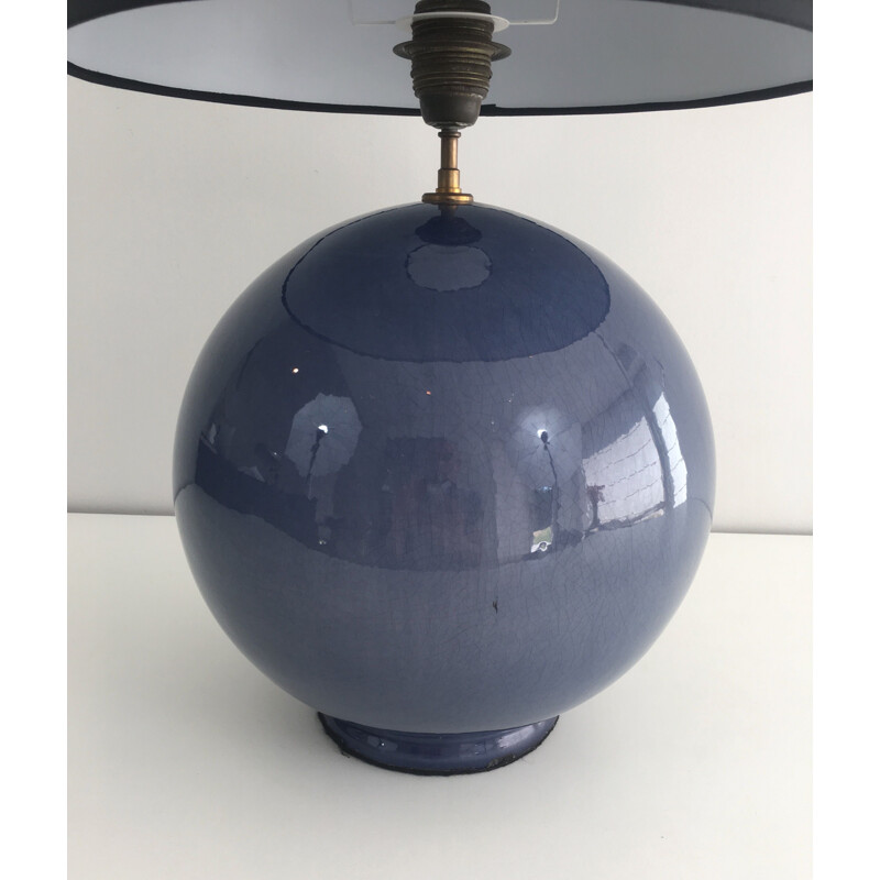 Lampada in ceramica blu, Francia 1970