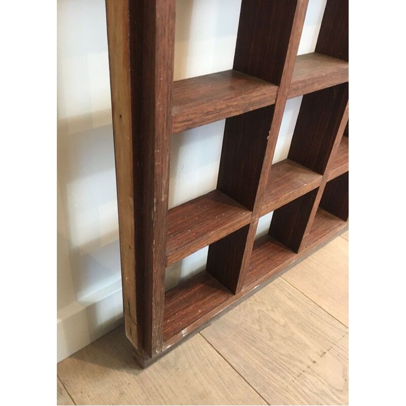 Vintage exotic wood divider shelf, 1970