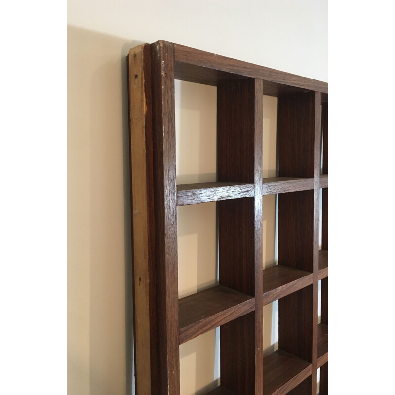 Vintage exotic wood divider shelf, 1970