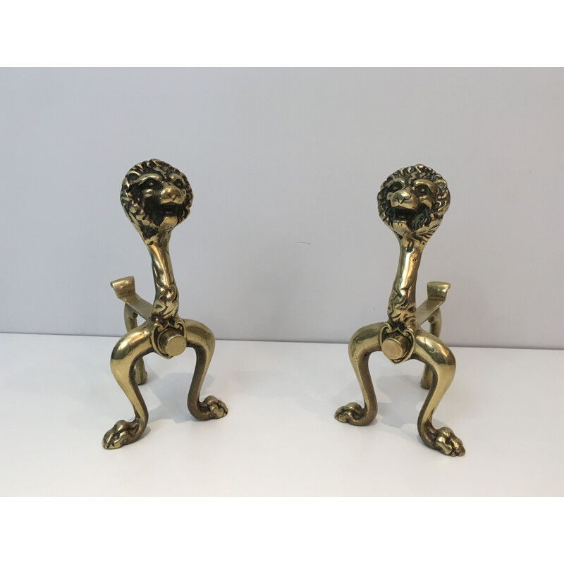 Paar Vintage-Raupen aus Bronze zu den Löwen 1990