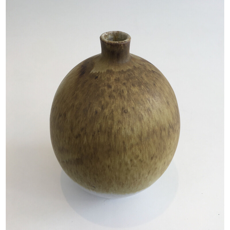Vintage stoneware soliflore vase de Edouard Chapallaz, Suíça 1950