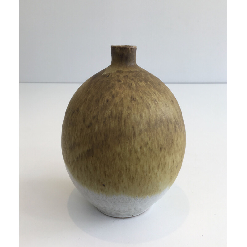 Vintage stoneware soliflore vase by Edouard Chapallaz, Switzerland 1950