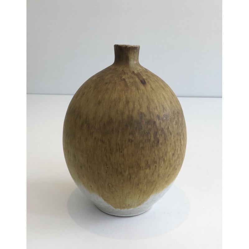 Vintage stoneware soliflore vase by Edouard Chapallaz, Switzerland 1950