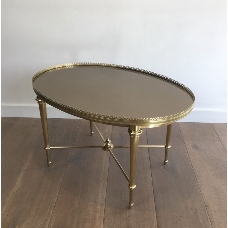 Vintage neoclassical oval coffee table, France 1940
