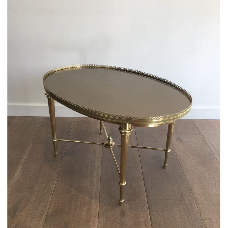 Table basse vintage ovale néoclassique, France 1940