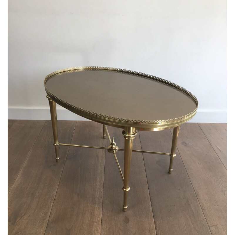 Vintage neoclassical oval coffee table, France 1940