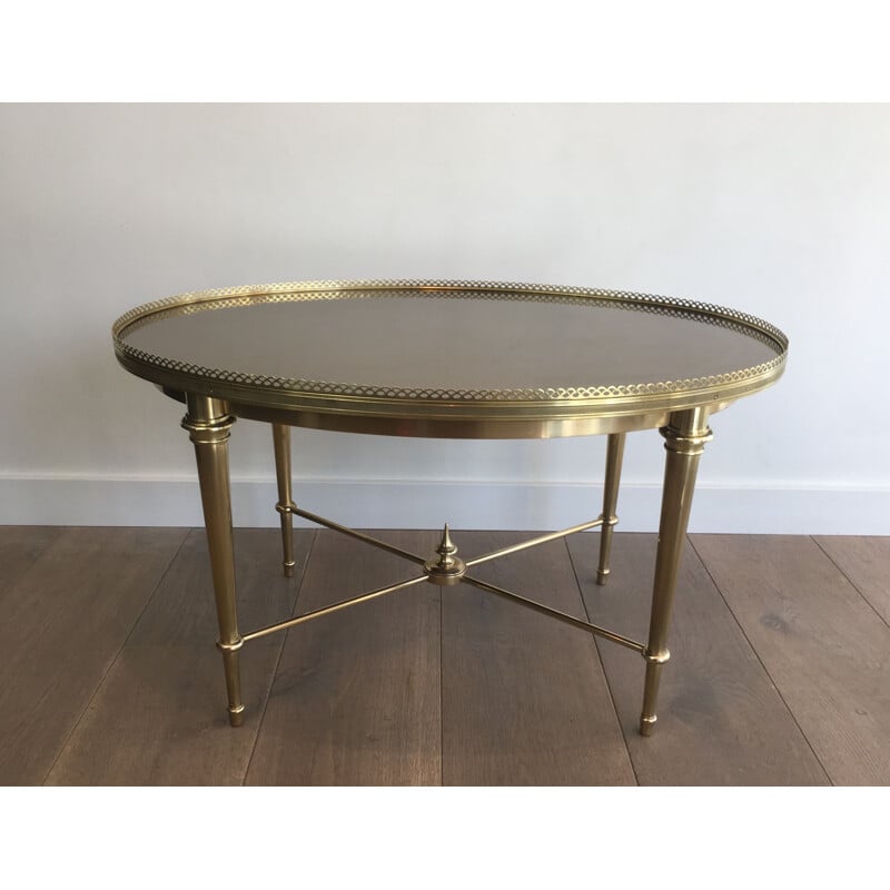 Vintage neoclassical oval coffee table, France 1940