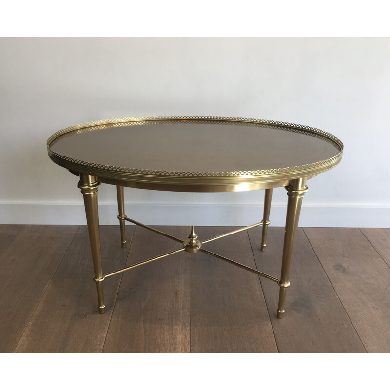 Vintage neoclassical oval coffee table, France 1940