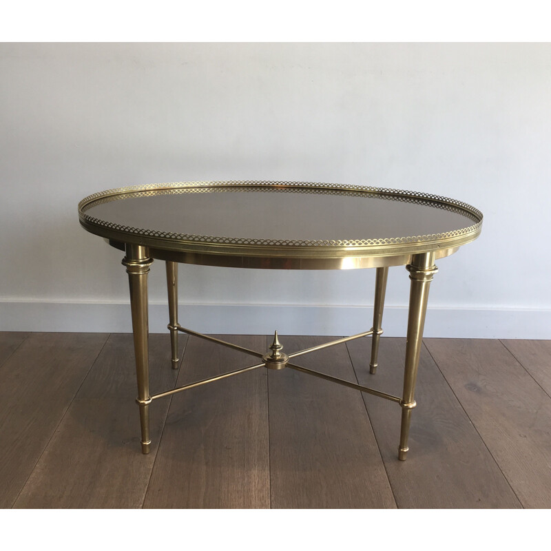 Vintage neoclassical oval coffee table, France 1940