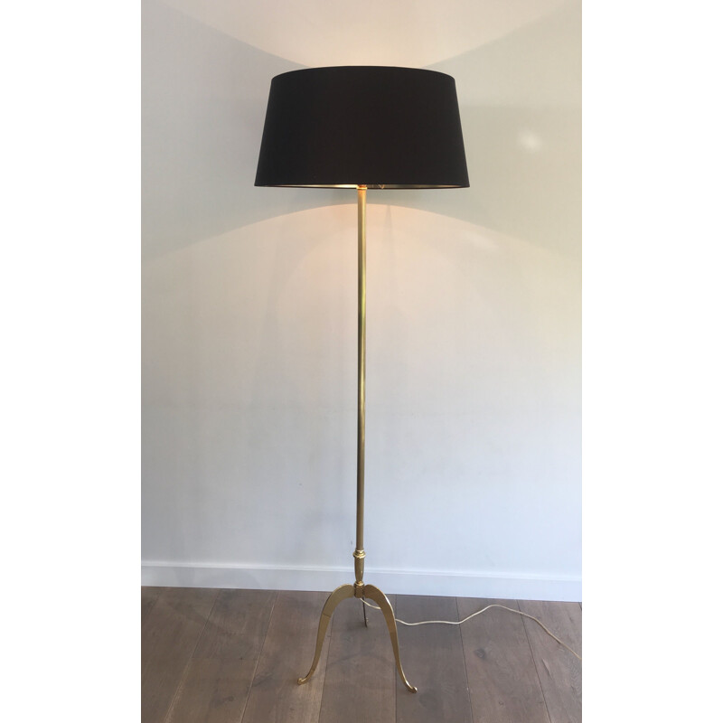 Vintage neoklassieke koperen vloerlamp, Frankrijk 1940