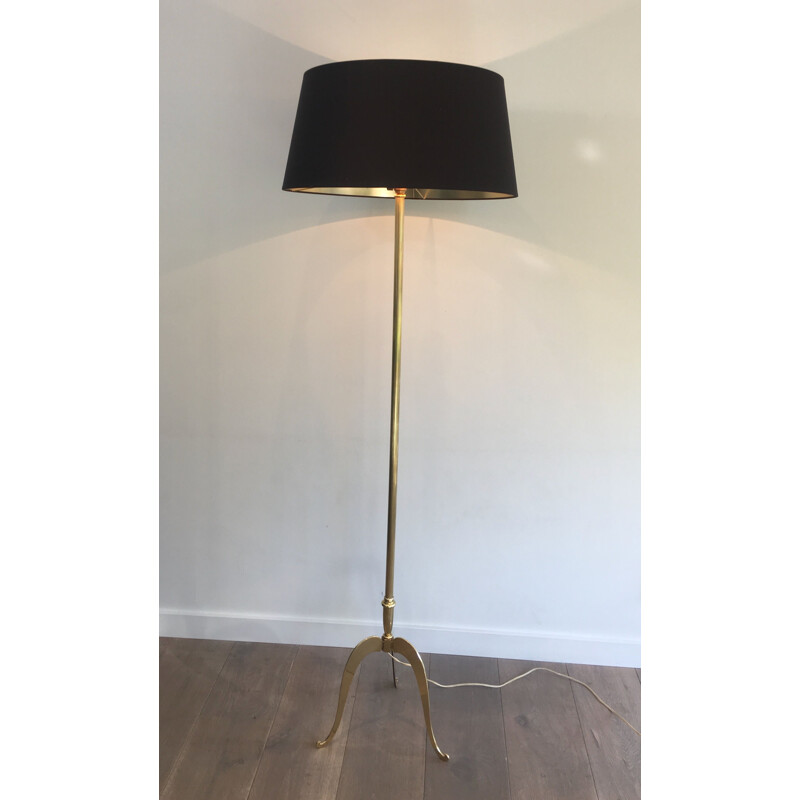 Vintage neoclassical brass floor lamp, France 1940