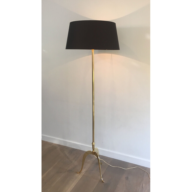 Vintage neoclassical brass floor lamp, France 1940