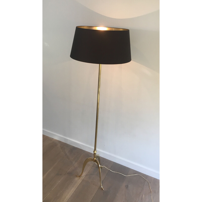 Vintage neoclassical brass floor lamp, France 1940