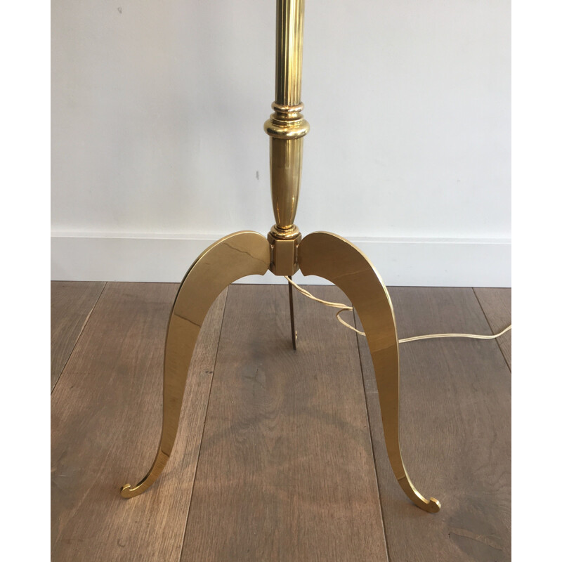 Vintage neoclassical brass floor lamp, France 1940