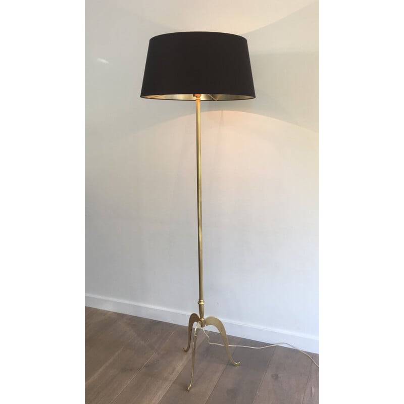 Vintage neoclassical brass floor lamp, France 1940