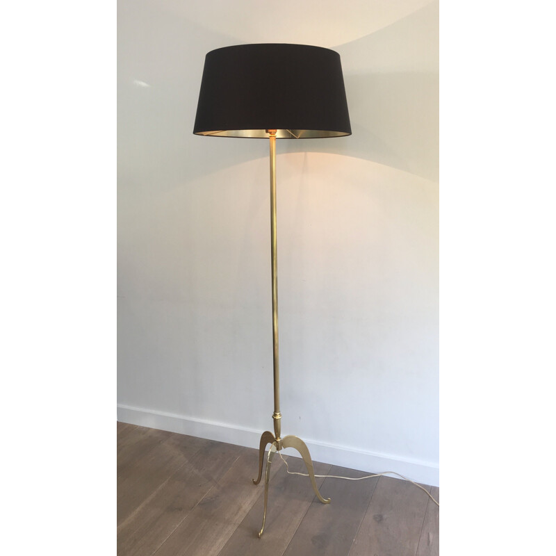 Vintage neoklassieke koperen vloerlamp, Frankrijk 1940