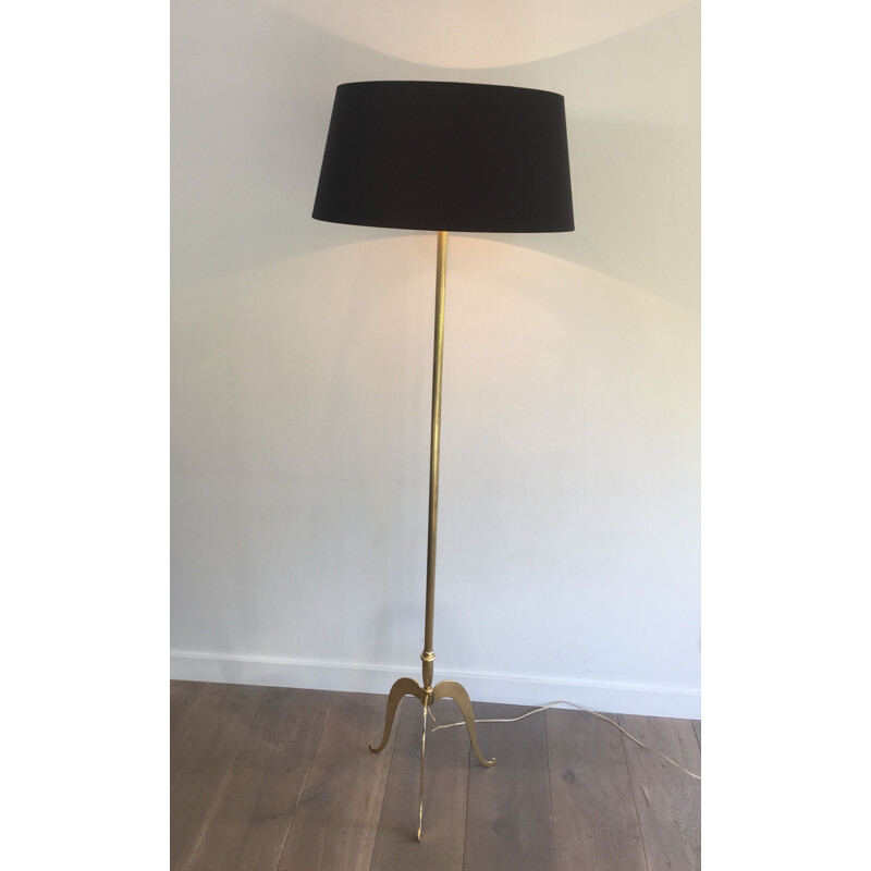 Vintage neoclassical brass floor lamp, France 1940