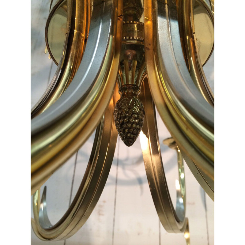 Vintage pineapple chandelier with 8 arms of light for Maison Charles,  France 1970