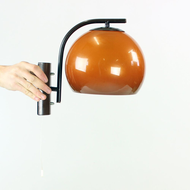 Midcentury Wall Light In Orange Color, Hungary 1970s