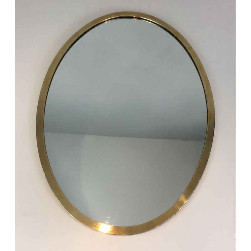 Vintage Brass Oval Mirror 1970