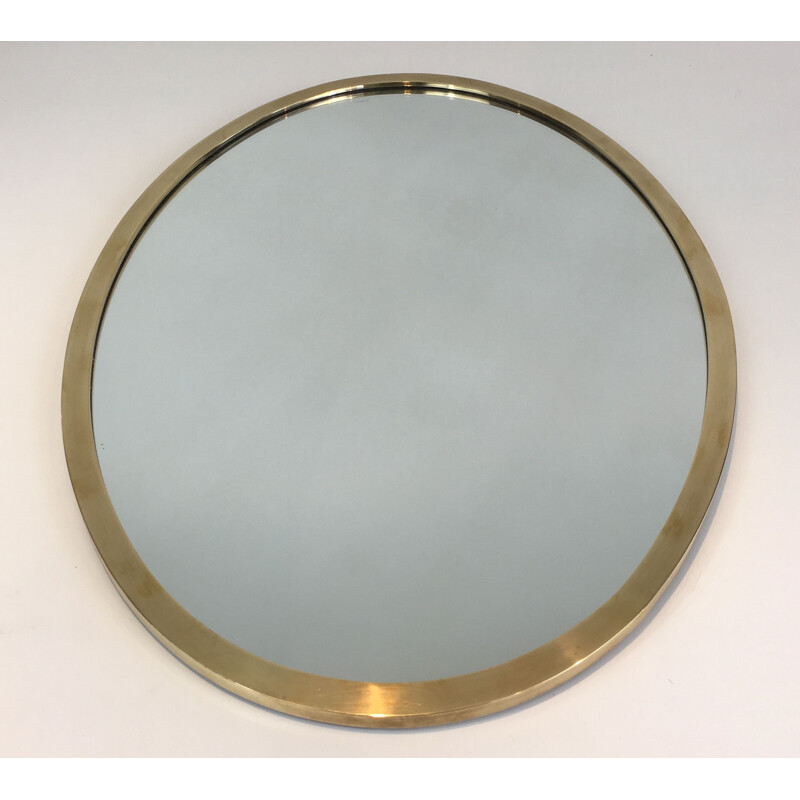 Vintage Brass Oval Mirror 1970