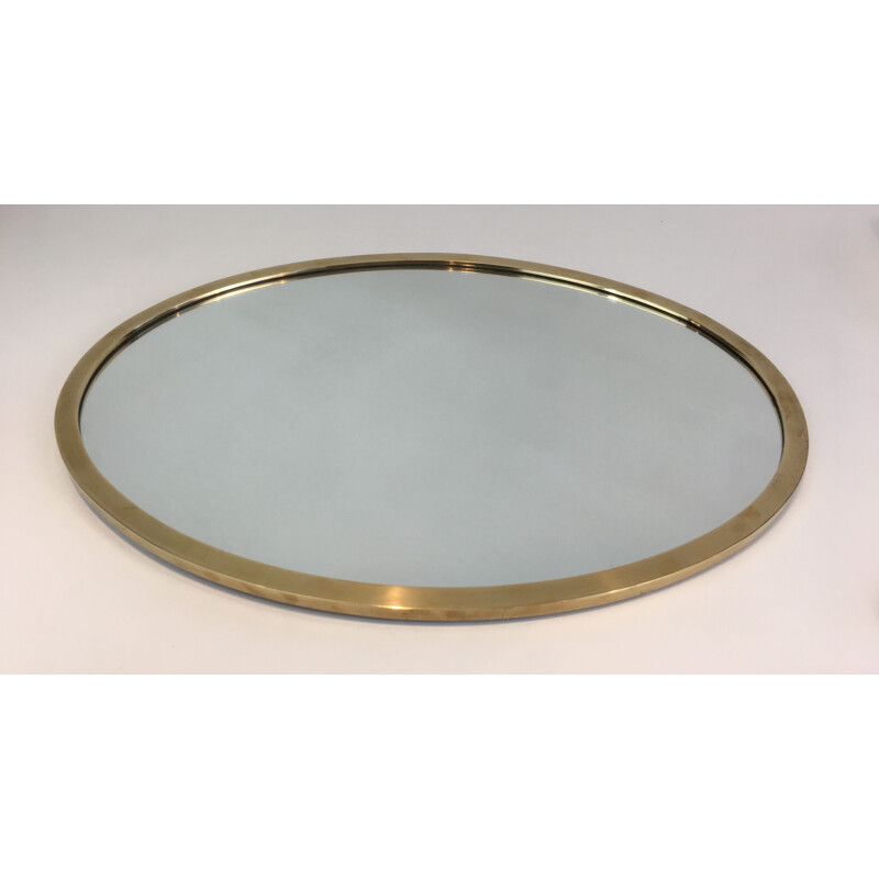 Vintage Brass Oval Mirror 1970