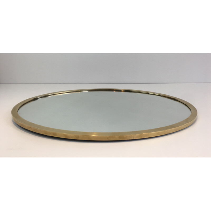 Vintage Brass Oval Mirror 1970