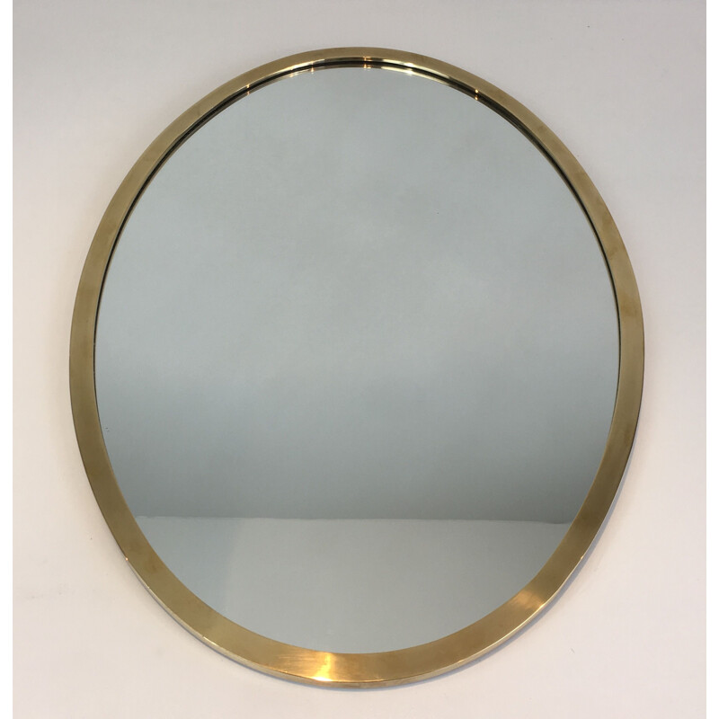 Vintage Brass Oval Mirror 1970