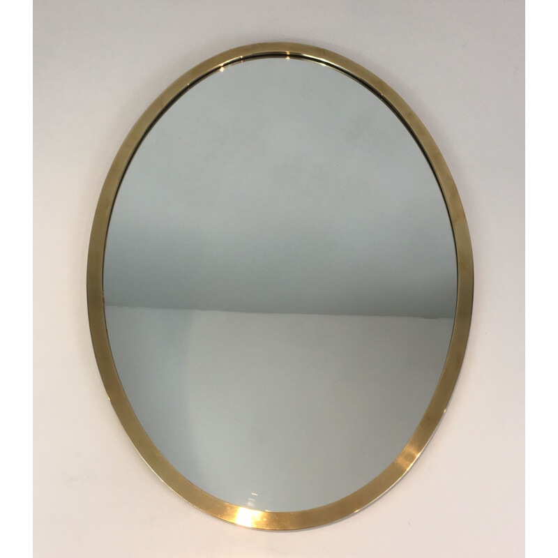 Vintage Brass Oval Mirror 1970