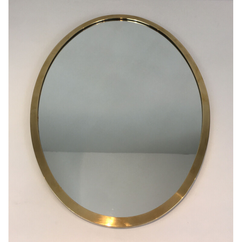 Vintage Brass Oval Mirror 1970